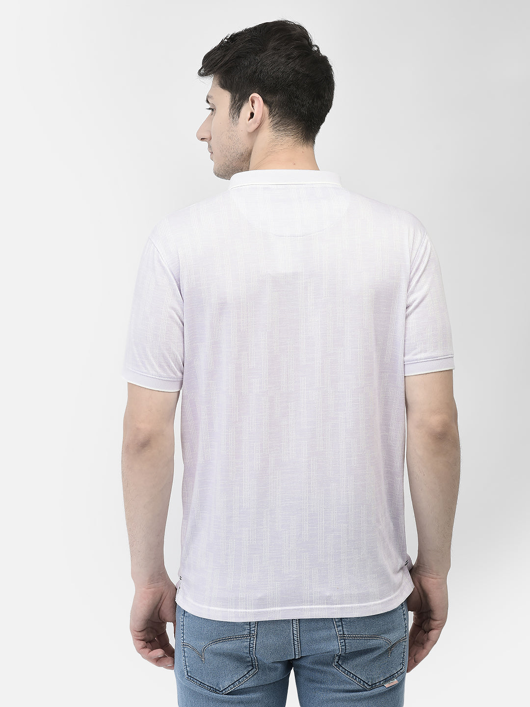 Purple Printed Polo Neck T-Shirt