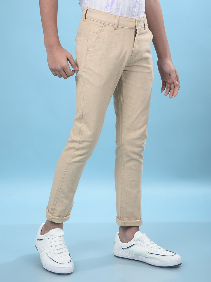 Beige Printed Trousers