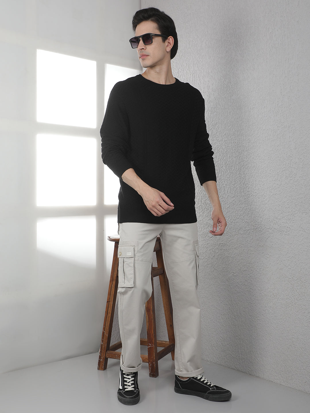 Minimalist Void Black Jacquard Sweater