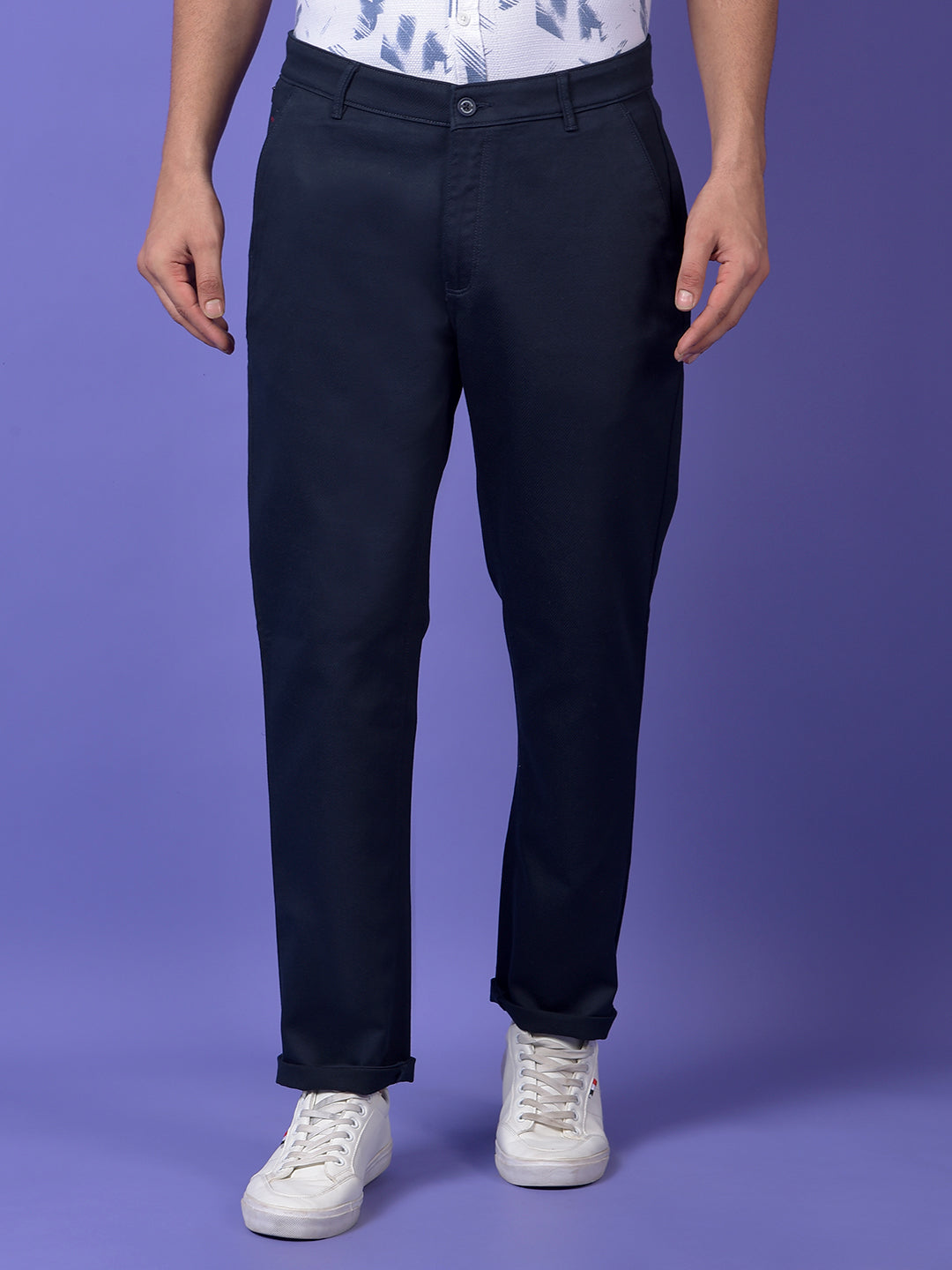 Navy Blue Printed Trousers