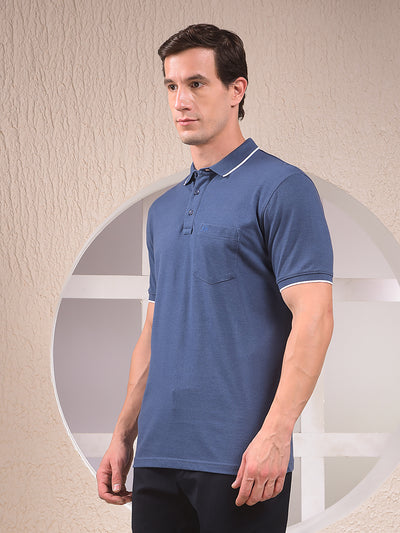 Blue Polo Neck T-Shirt