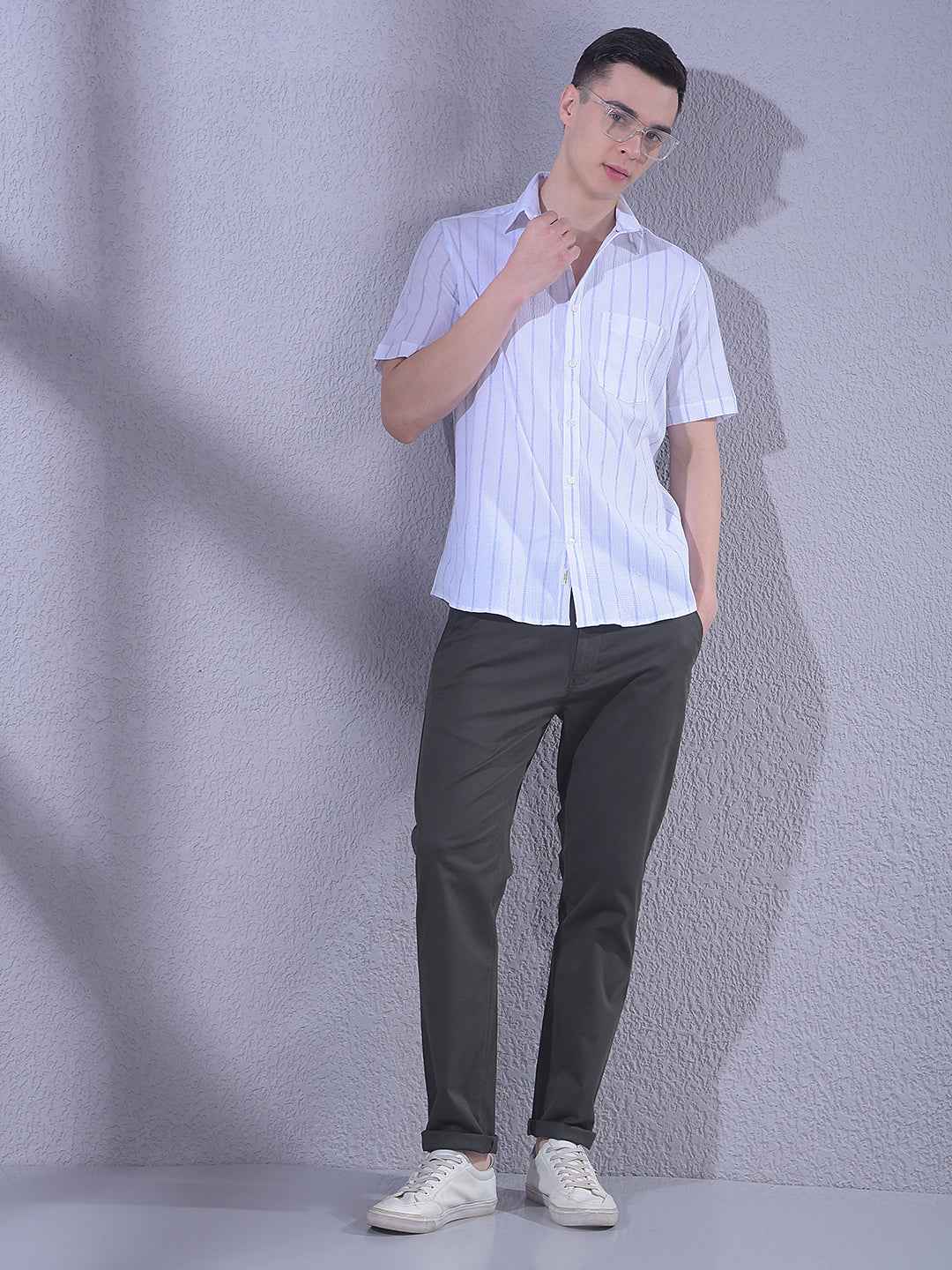 White Vertical Stripes Shirt