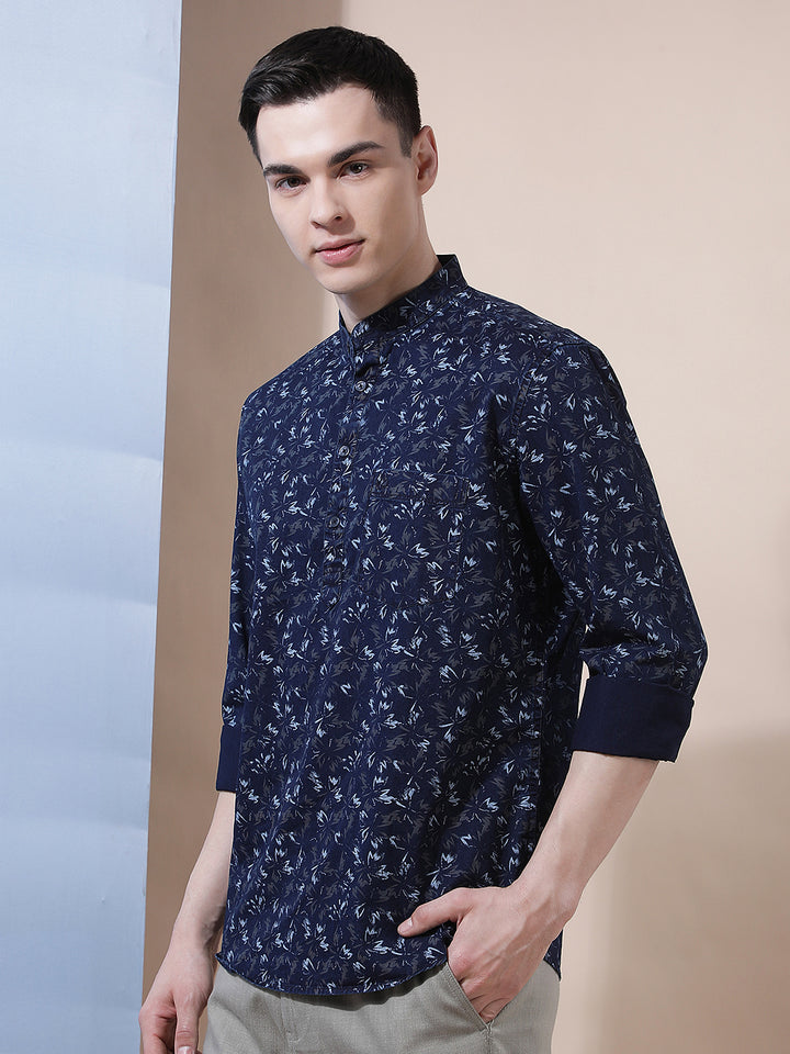 Olive Floral Print 100% Cotton Kurta