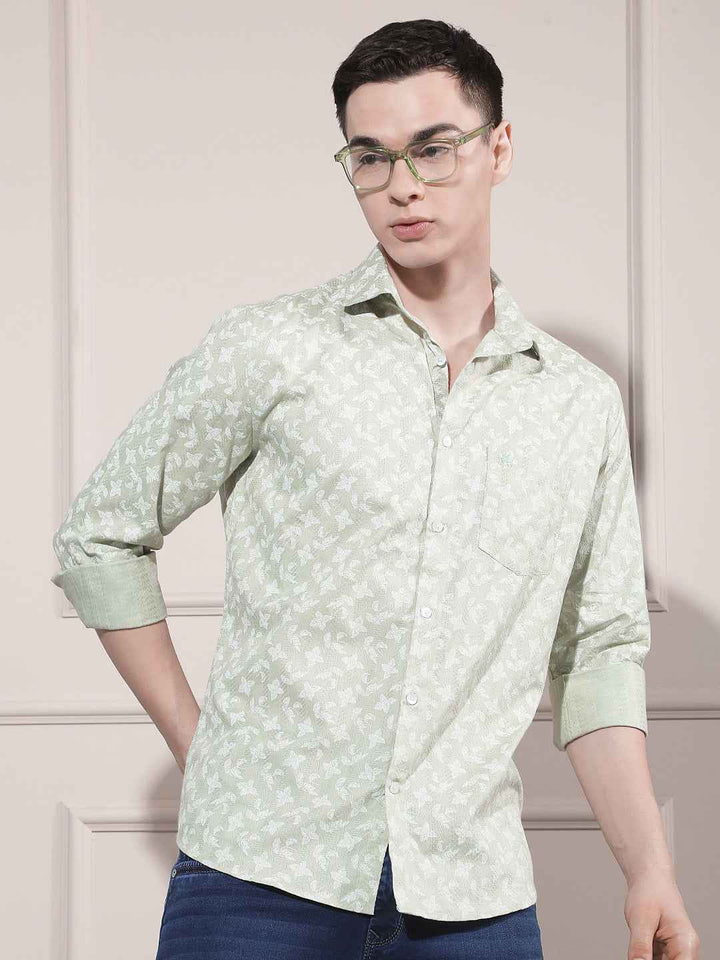 Green Floral Print Shirt