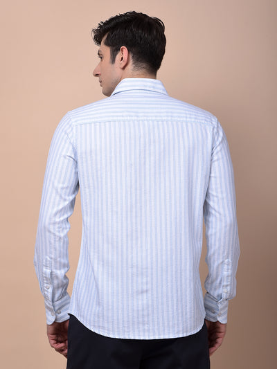 Blue Vertical Stripes 100% Cotton Shirt