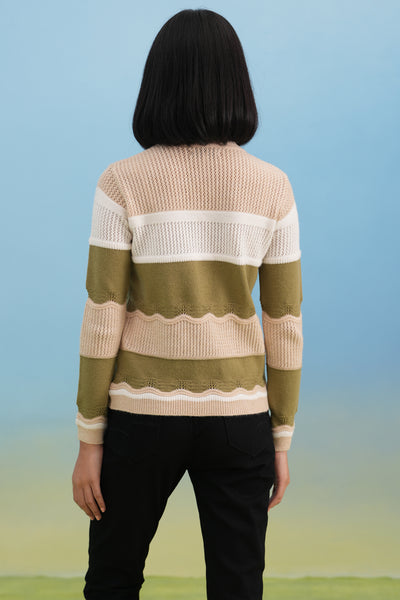 Olive Layered Color-Block Winter Pullover