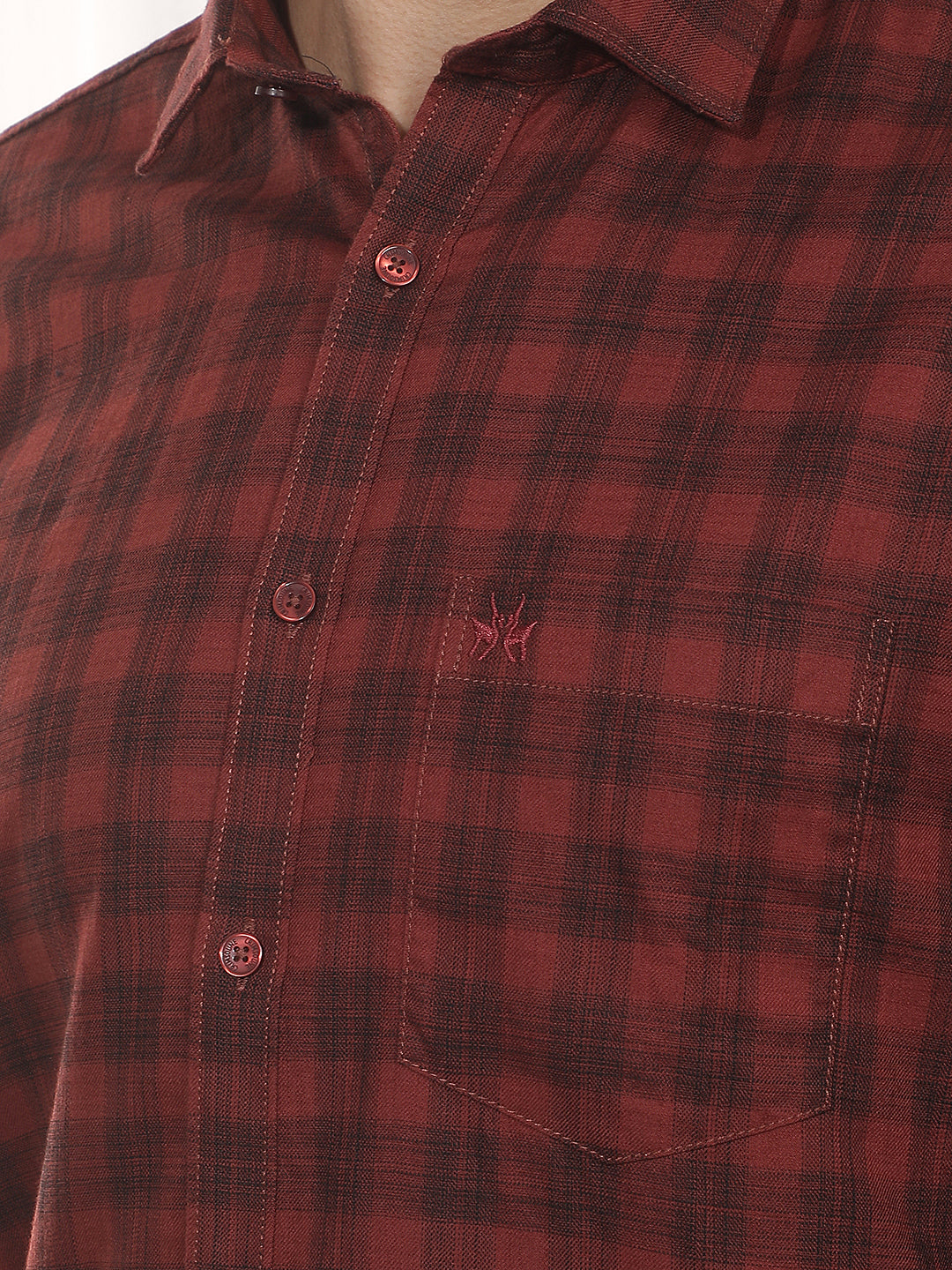 Maroon Checked 100% Cotton Shirt