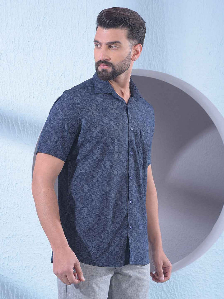 Navy Blue Printed Shirt