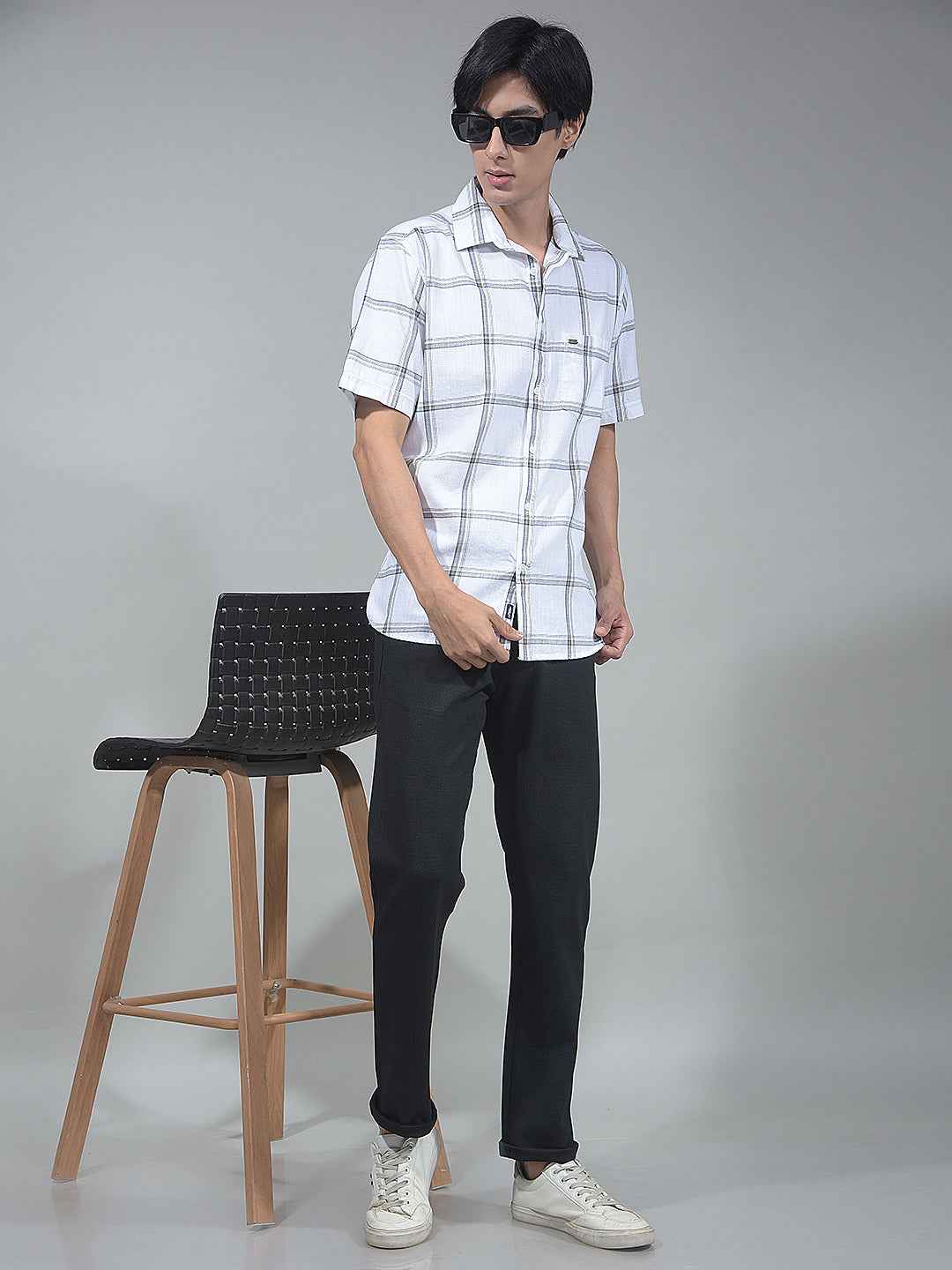 White Checked 100% Cotton Shirt