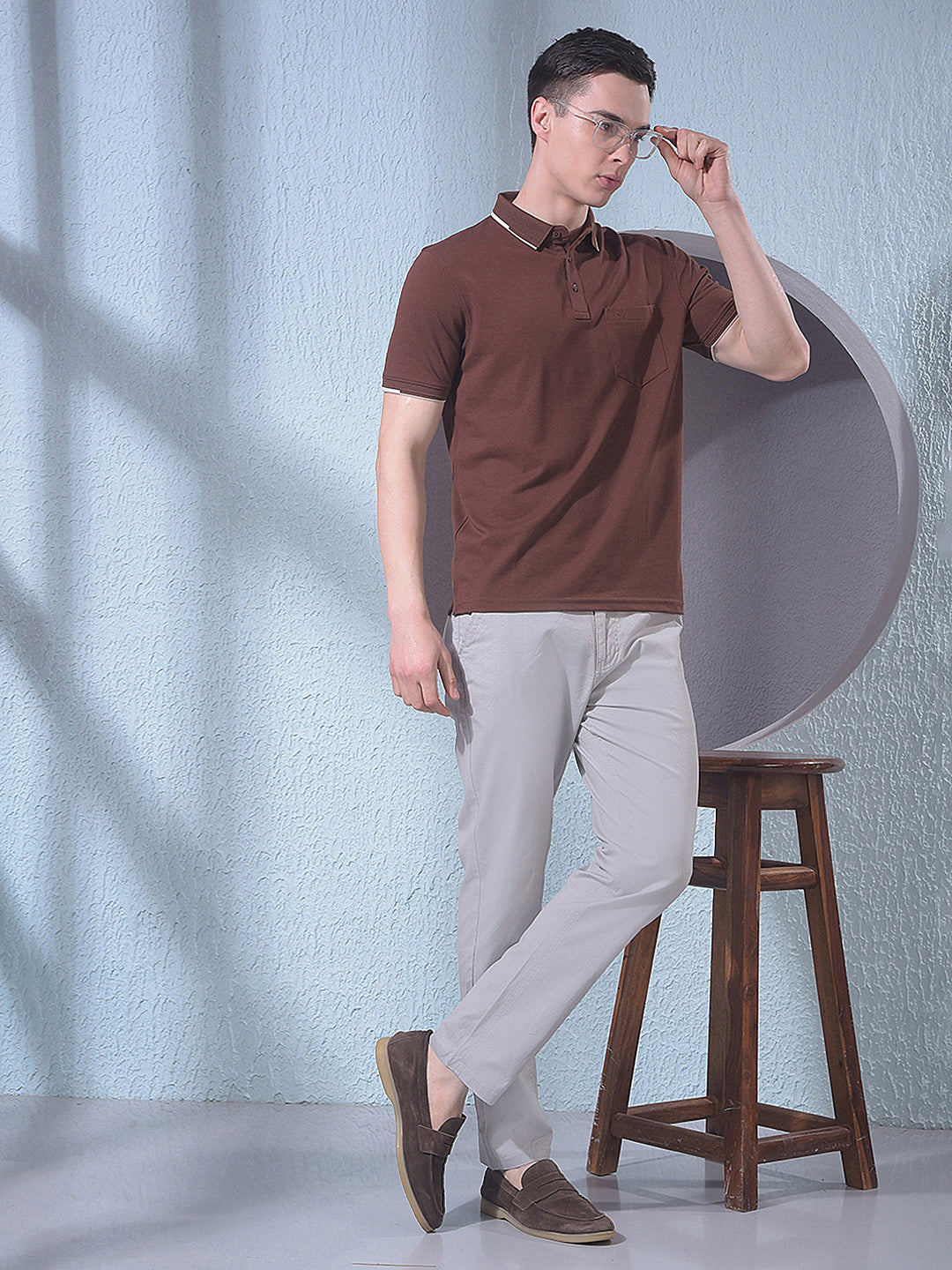 Textured Grey Printed Trousers