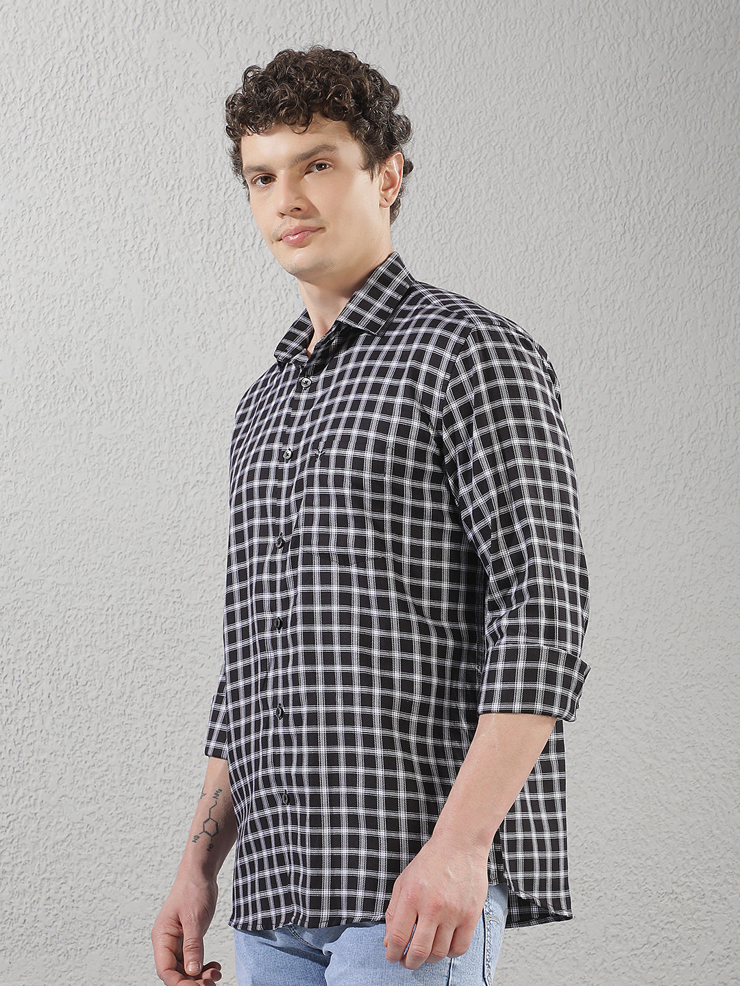 Black Checked 100% Cotton Shirt
