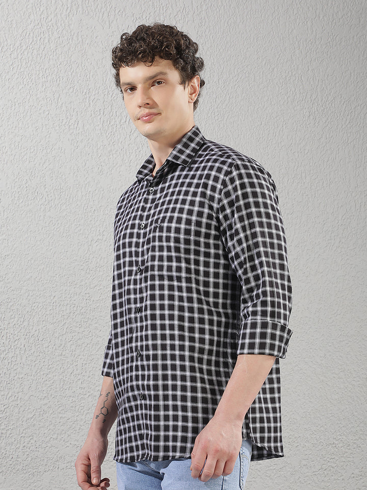 Black Checked 100% Cotton Shirt