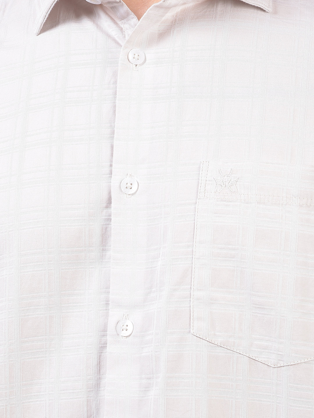 Cream Checked 100% Cotton Shirt