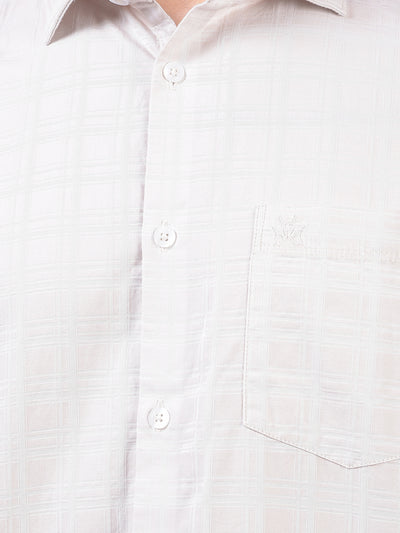 Cream Checked 100% Cotton Shirt