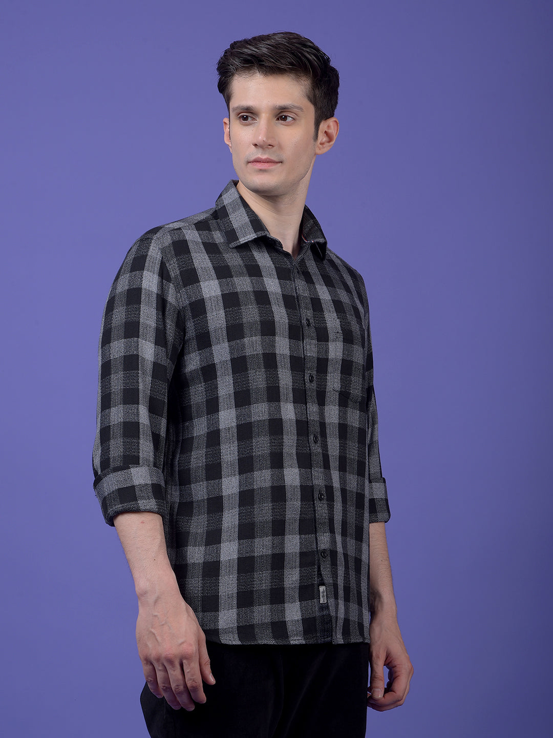 Black Checked 100% Cotton Shirt