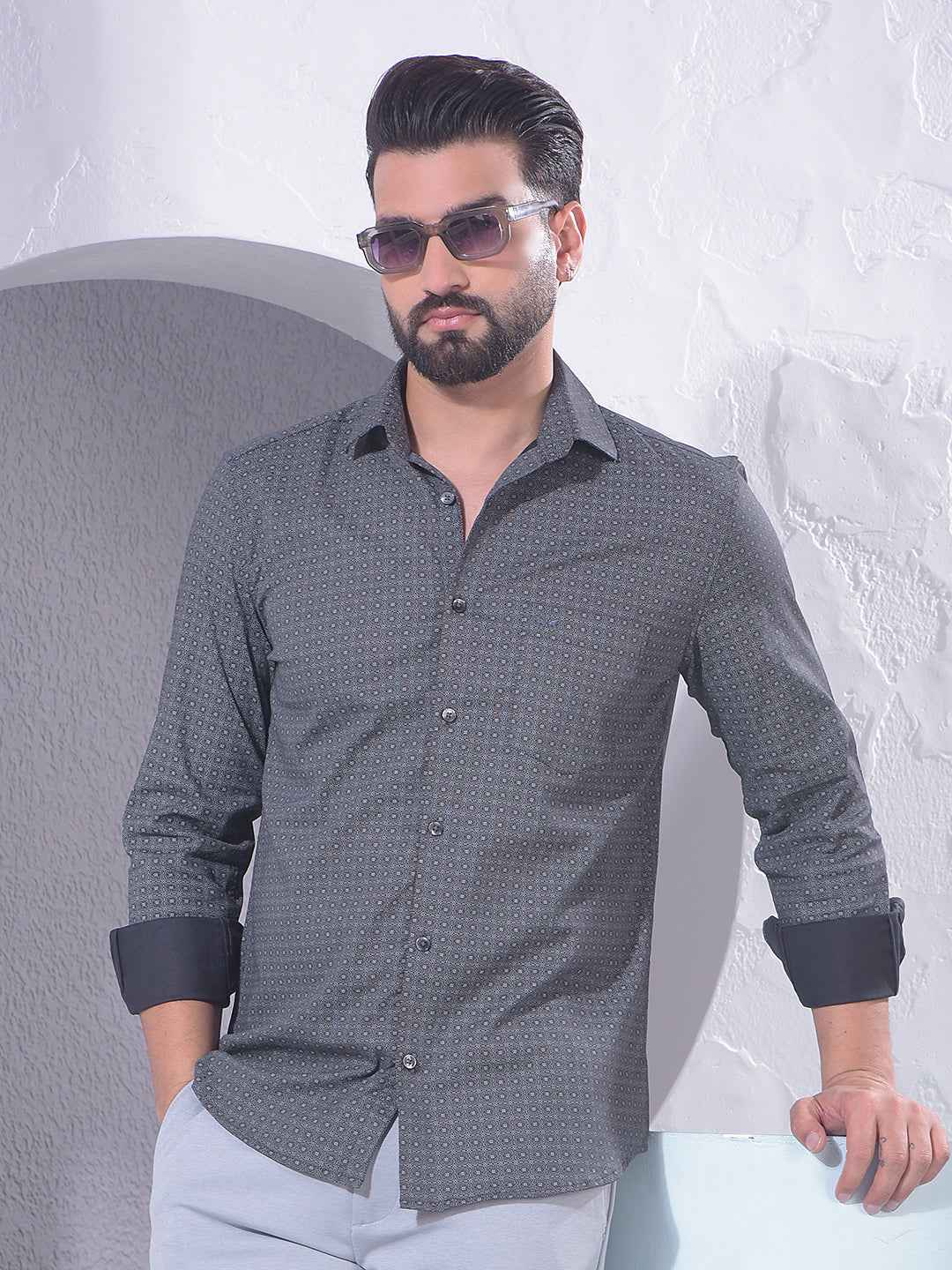 Black Floral Print Shirt