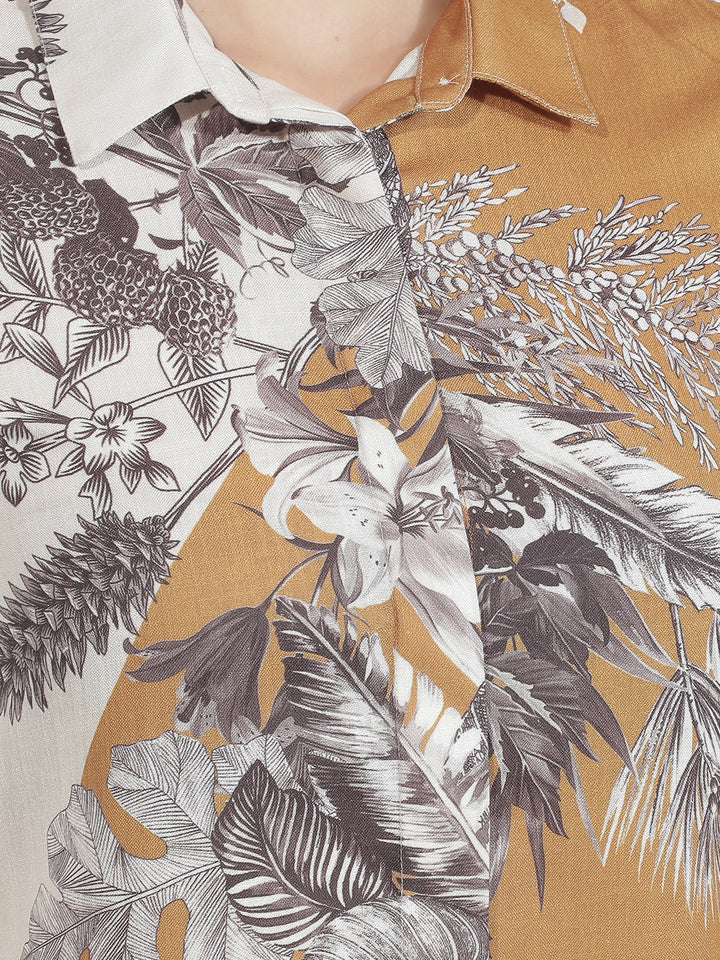 Brown Floral Print Shirt