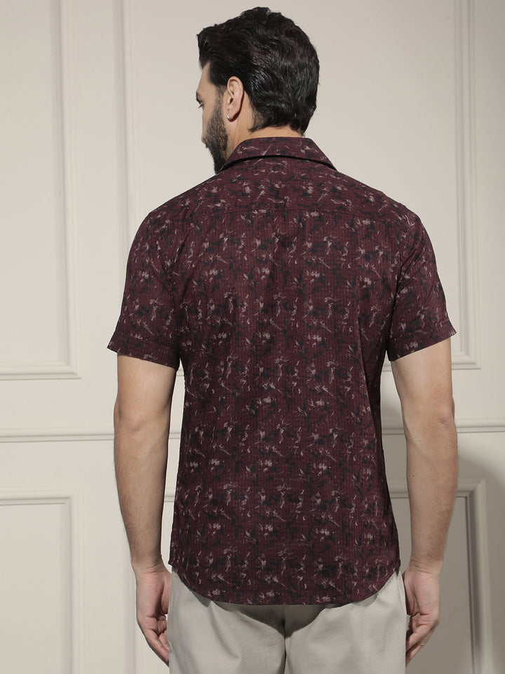 Trendy Maroon Printed Casual Shirt