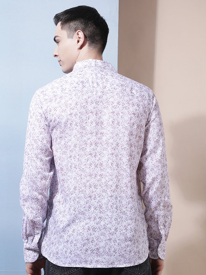Pink Printed Linen Shirt
