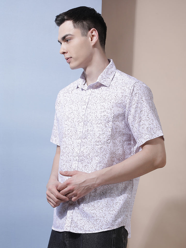Purple Geometric Print 100% Cotton Shirt