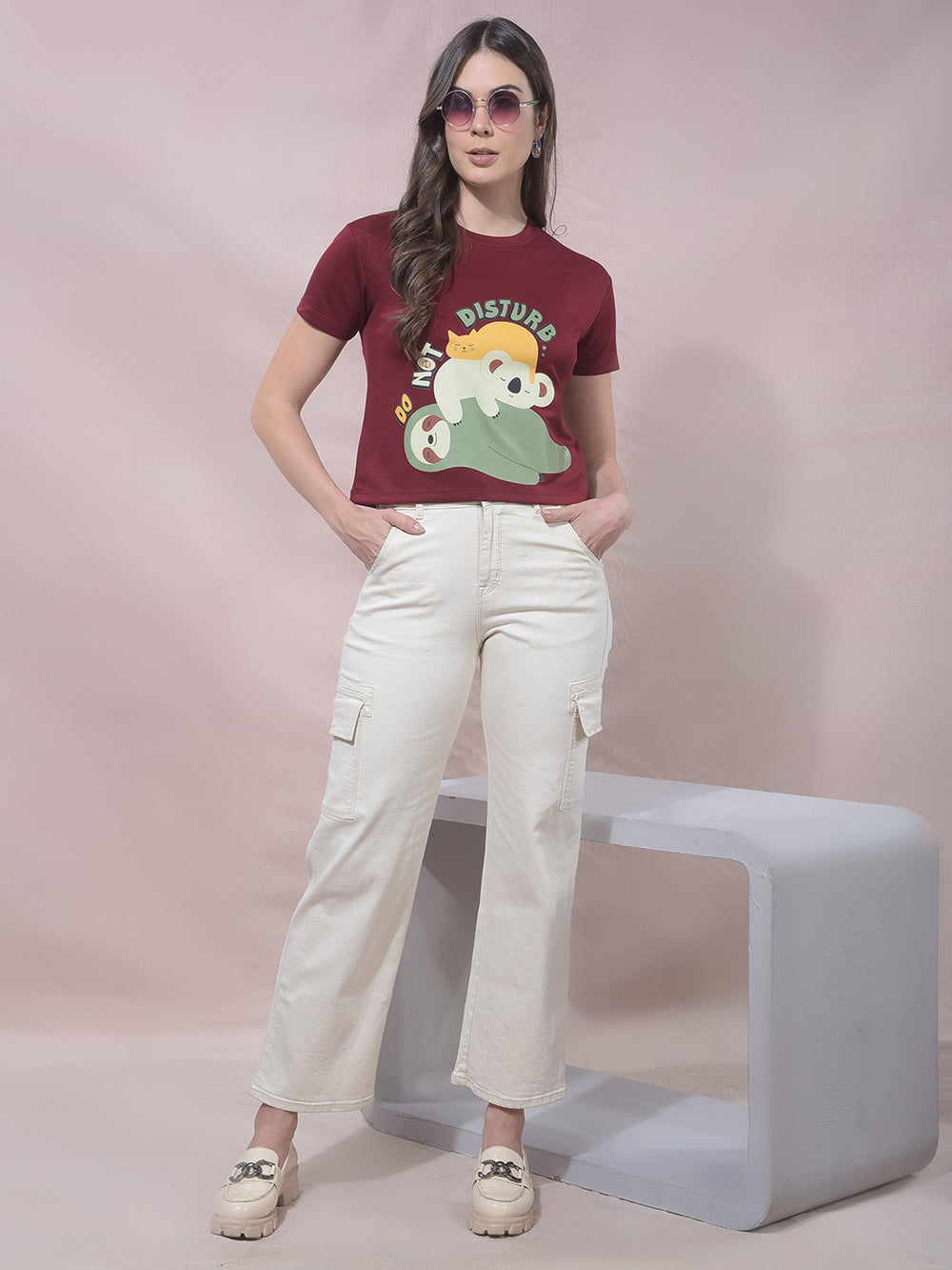 Maroon Graphic Print T-Shirt