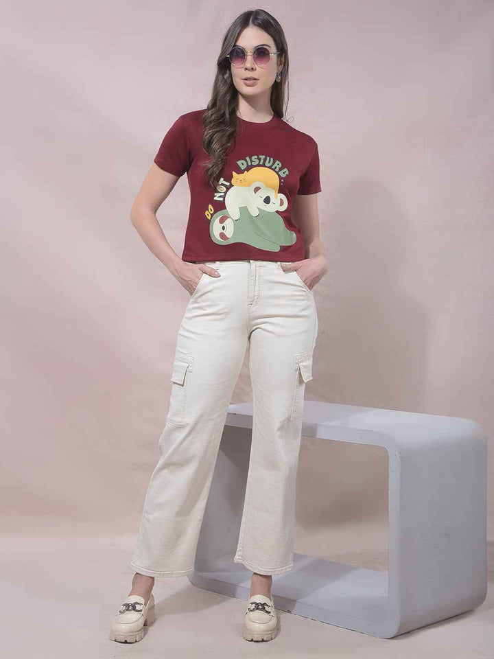 Maroon Graphic Print T-Shirt