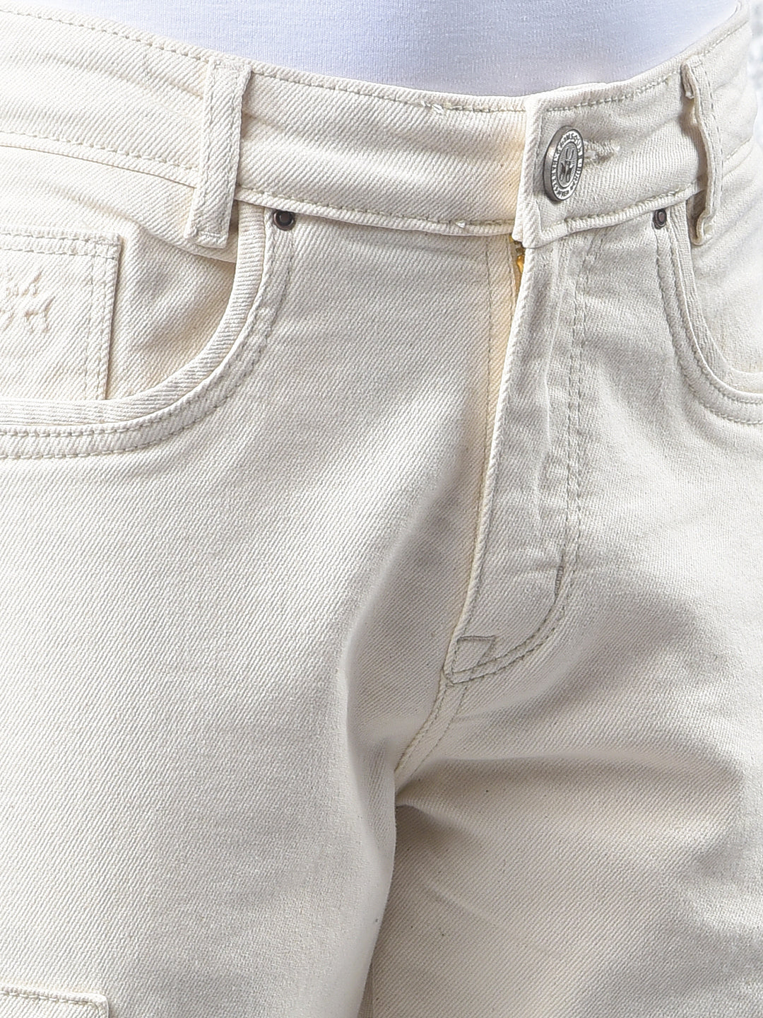 Beige Straight Cargo Jeans