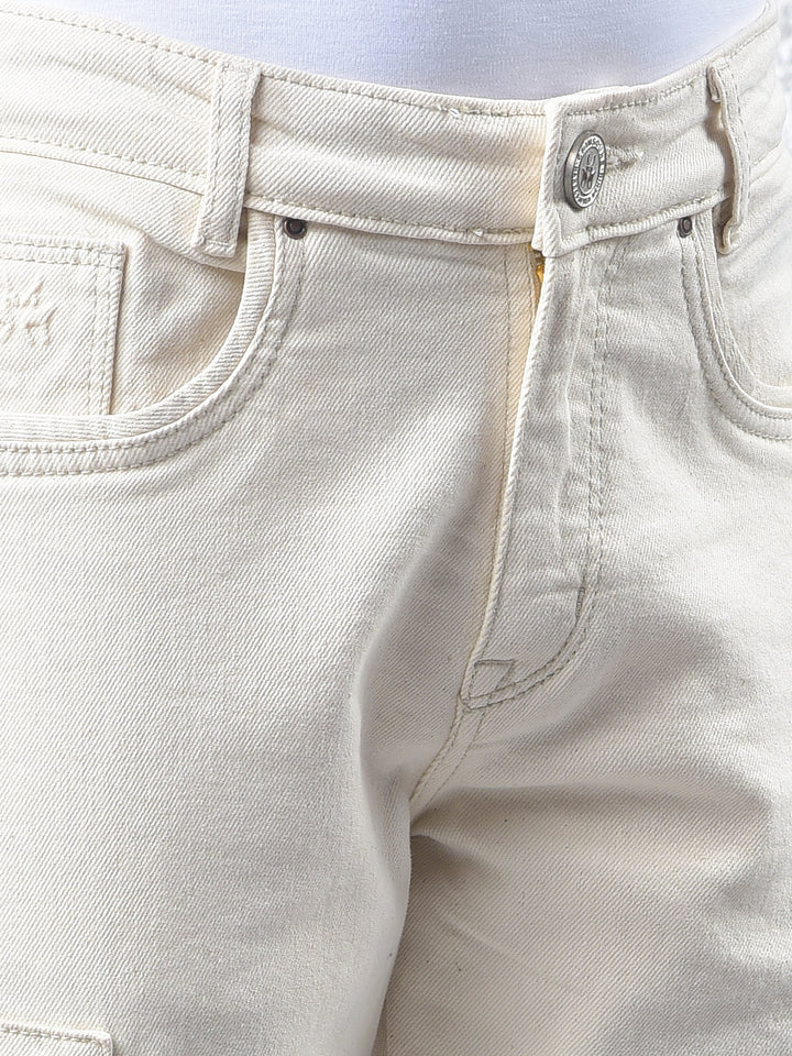 Beige Straight Cargo Jeans