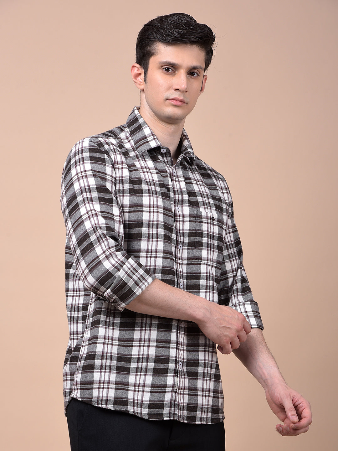 Wine Checked 100% Cotton Shirt