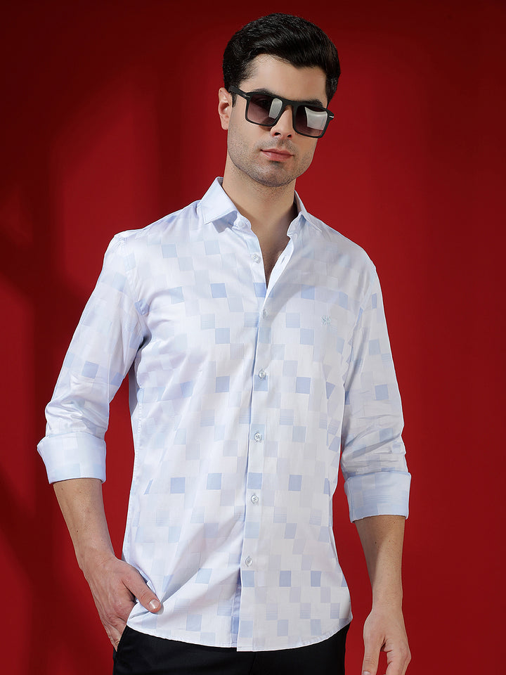 Blue Printed 100% Cotton Shirt