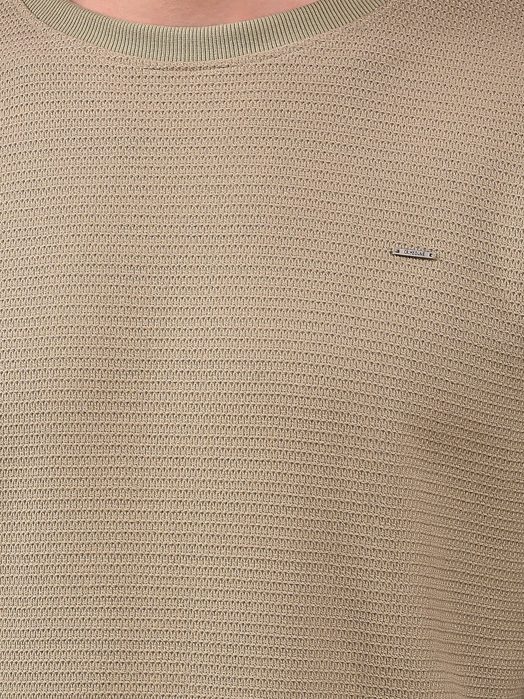 Olive Textured Knit Sweatshirt