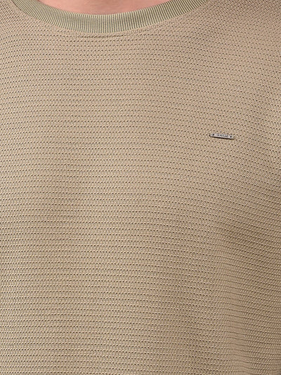 Olive Textured Knit Sweatshirt