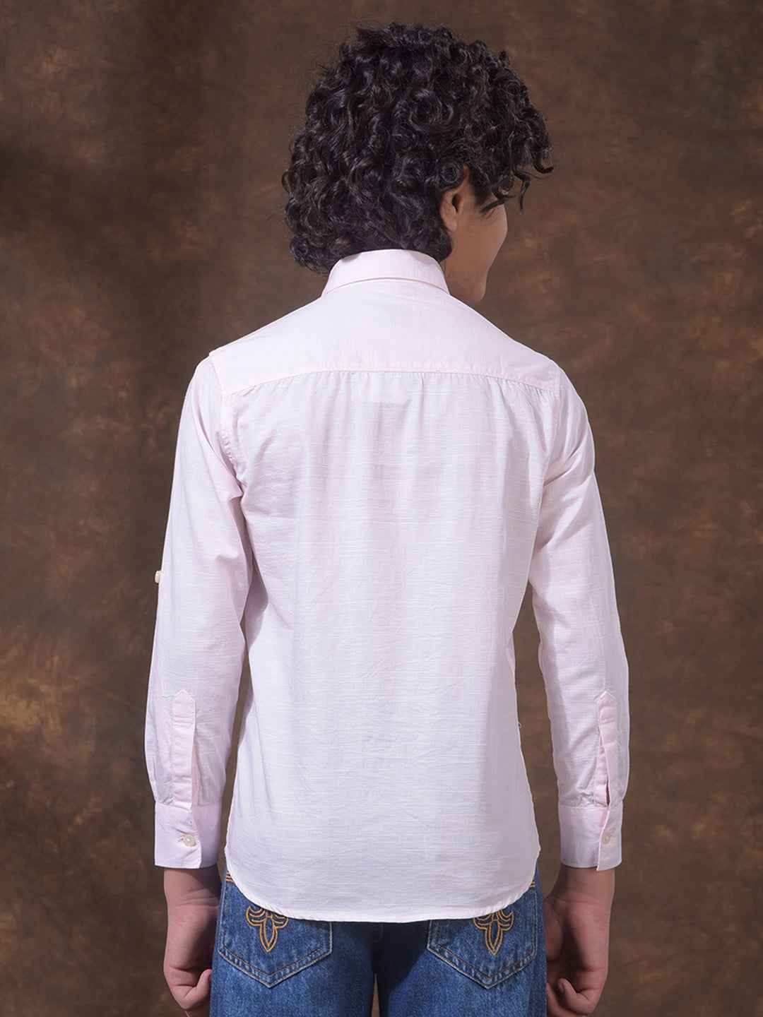 Pink Textured Linen Shirt