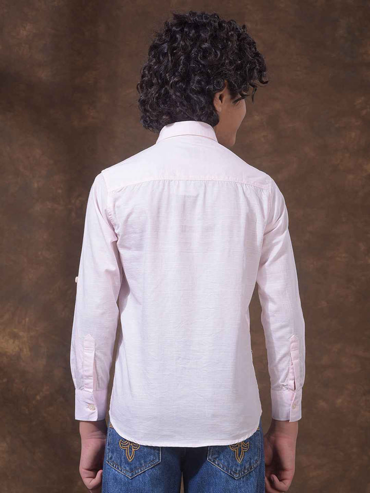 Pink Textured Linen Shirt