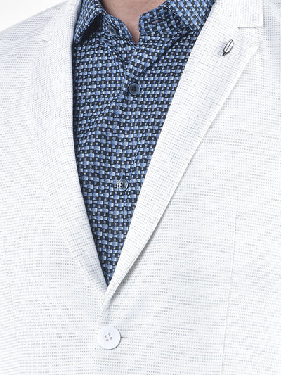 Off White Printed Notched Lapel Single-Breasted Blazer