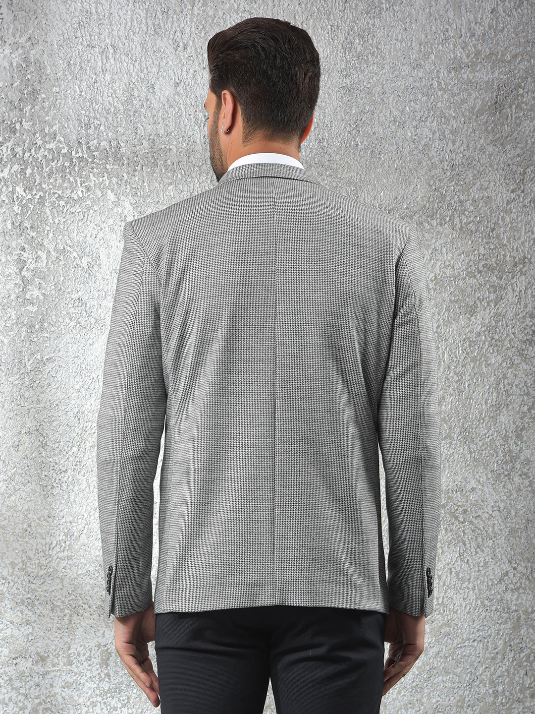 Grey Notched Lapel Modal Single-Breasted Blazer