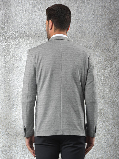 Grey Notched Lapel Modal Single-Breasted Blazer