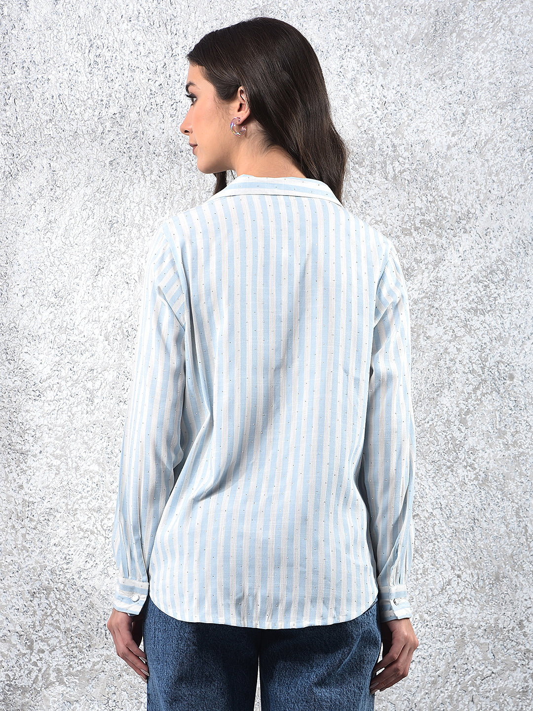 Skyline Blue Sparkle Stripes Shirt