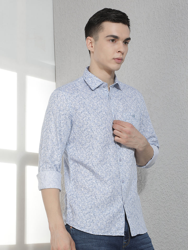Blue Floral Print Shirt