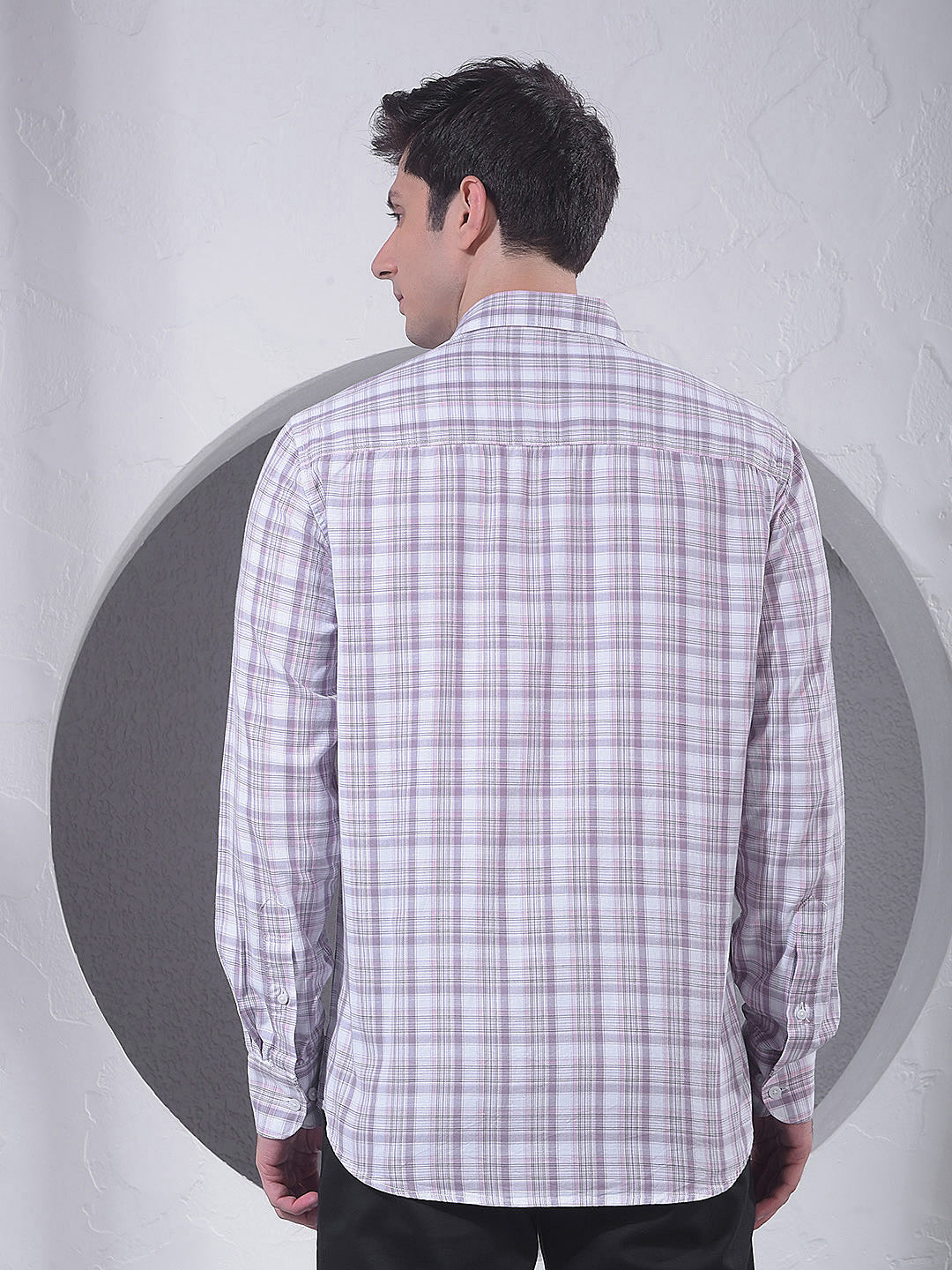 Purple Checked 100% Cotton Shirt