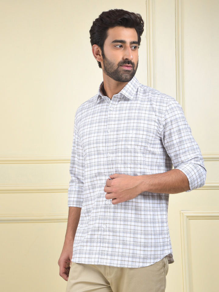 Grey Checked 100% Cotton Shirt