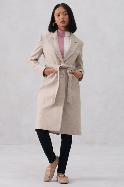Beige Single Breasted Overcoat