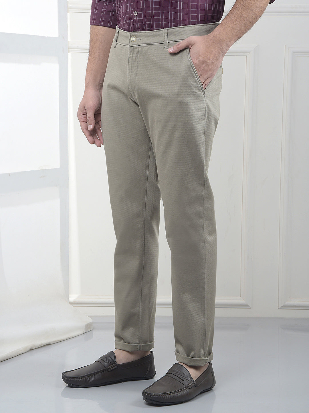 Khaki Dobby Trousers