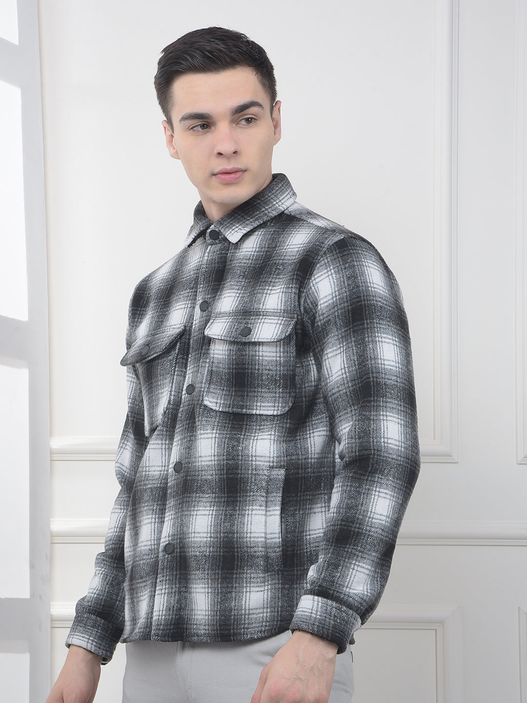 Black Check Layered Shacket