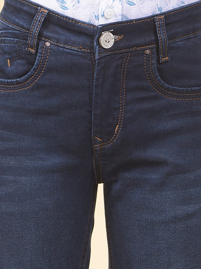Trendy Slim Fit Navy Blue Jeans