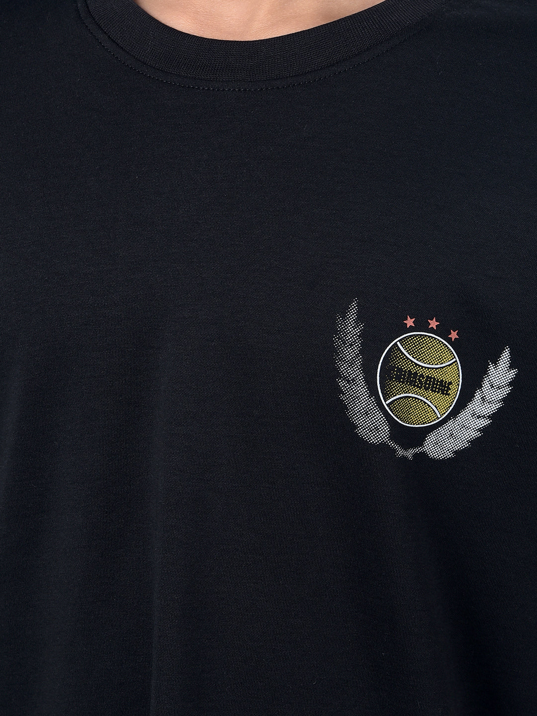 Black Graphic Print 100% Cotton T-Shirt