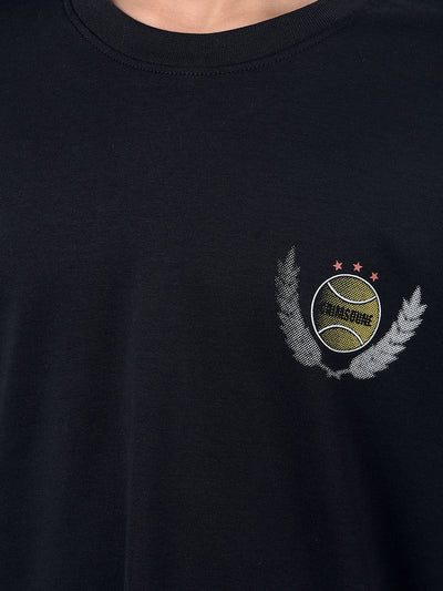 Black Graphic Print 100% Cotton T-Shirt