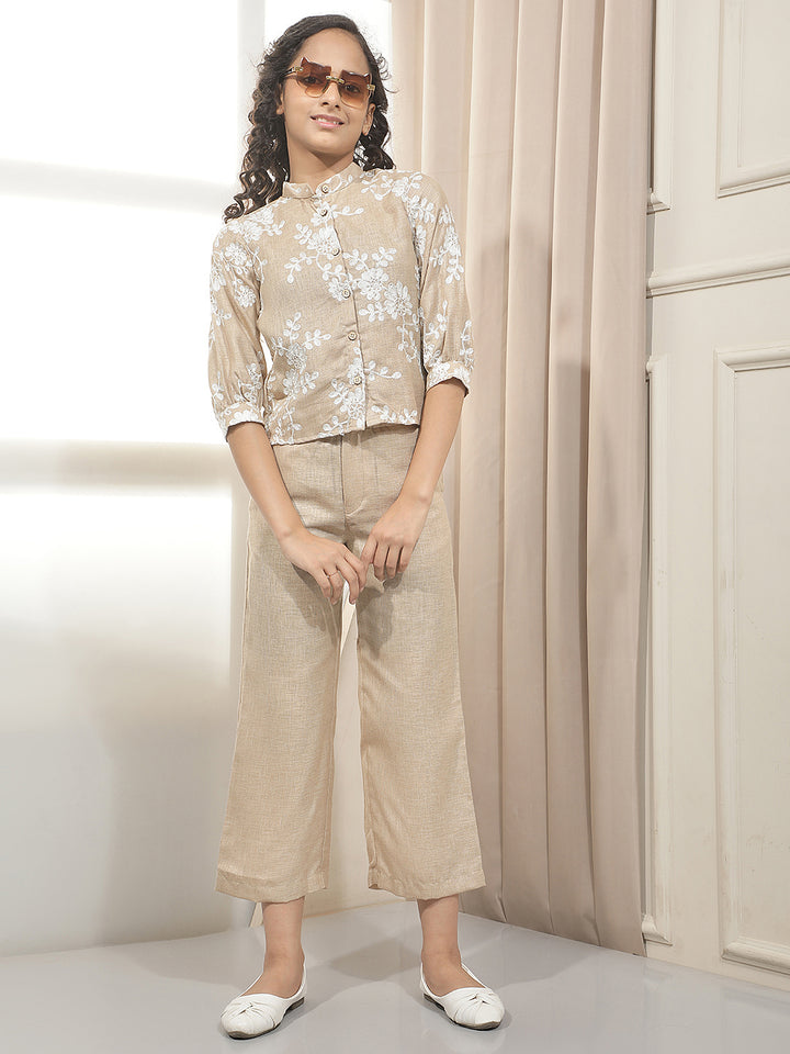 Tan Wide Leg Trousers