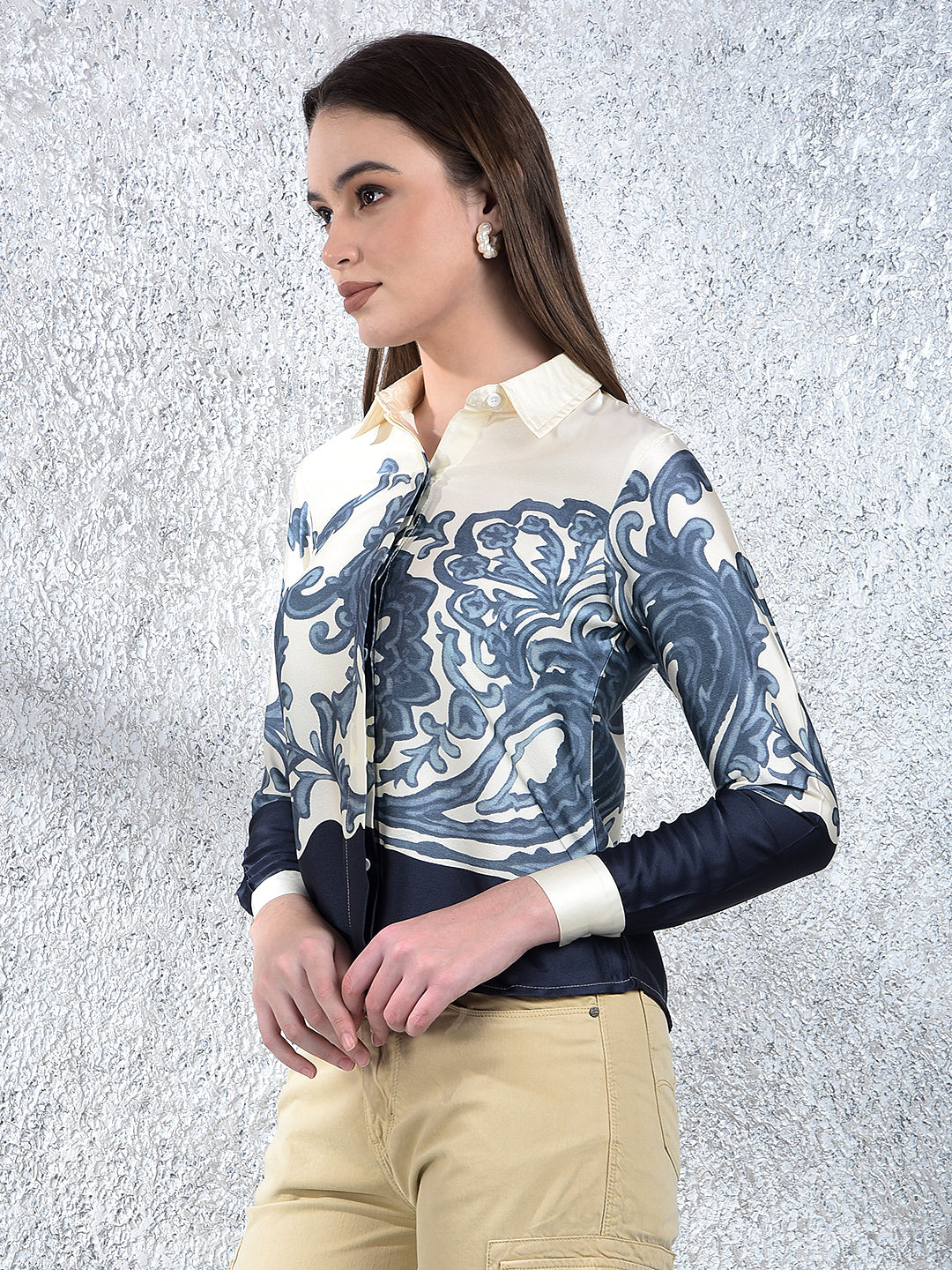 Azure Blossom Print Shirt