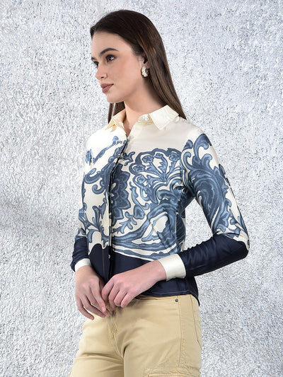 Azure Blossom Print Shirt